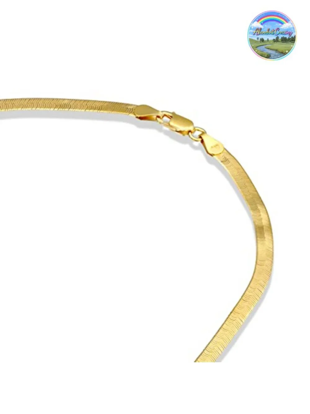 22K Gold Plated Sterling Silver Herringbone Chain Necklace Unisex